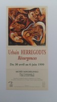 Affiche pour l'exposition <em><strong>Urbain Herregodts : Résurgences</strong></em> au Musée Ianchelevici , (La Louvière) , du 30 avril au 6 juin 1999